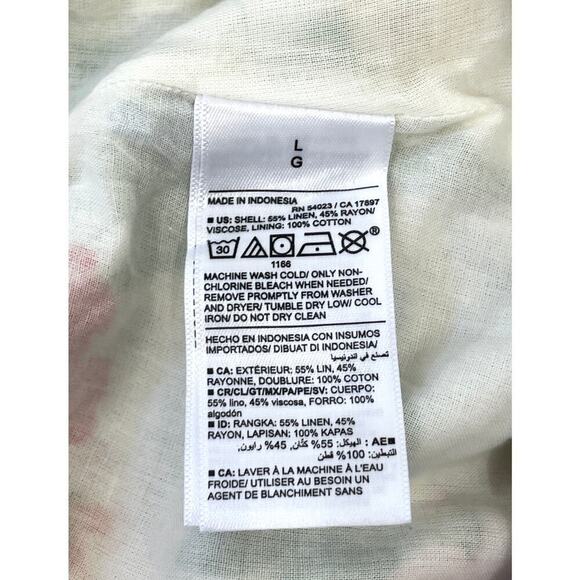 Old Navy Linen Blend Puff Sleeve Wrap Dress Lite Pink Rose Large Beachy Summer - Picture 11 of 13